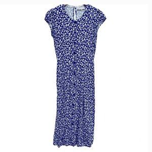 Reformation Fauna Front Button Crepe Midi Dress in Bebe Blue1